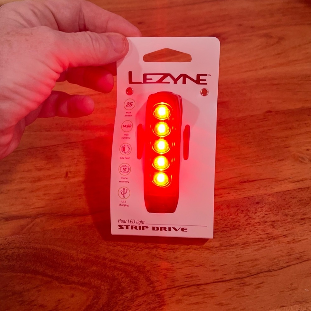 Lezyne Strip Drive Rear‎ LED Bike Light 25 Lumen USB Rechargeable Red Tail NWT
